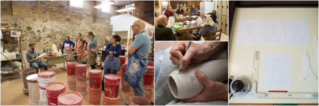 Sketching and designing pottery forms